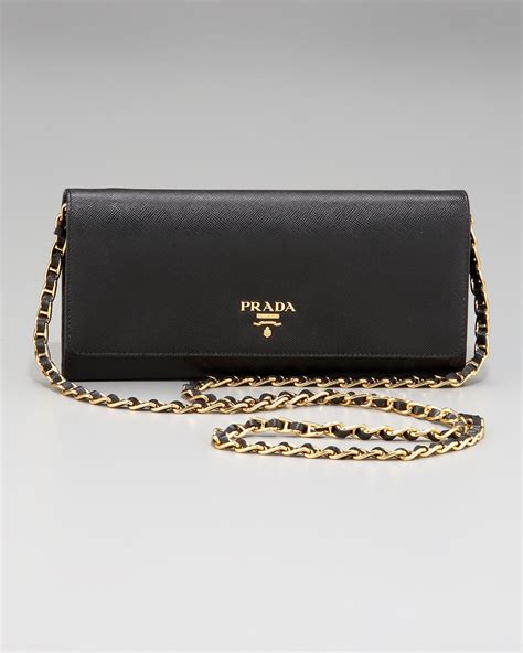 prada mini saffiano chain wallet|Prada saffiano zipper wallet.